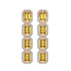 11.18 ctw Fancy Citrine & Diamond Micro Pave Halo Earrings 10k Rose Gold