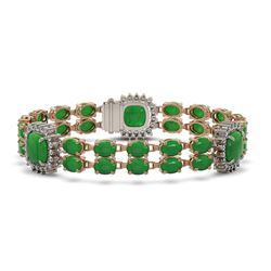 15.79 ctw Jade & Diamond Bracelet 14K Rose Gold