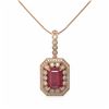 Image 2 : 7.18 ctw Certified Ruby & Diamond Victorian Necklace 14K Rose Gold