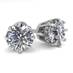 2.50 ctw VS/SI Diamond Stud Solitaire Earrings Vintage 14k White Gold