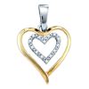 Image 1 : Sterling Silver Two-tone Round Diamond Double Heart Pendant 1/20 Cttw