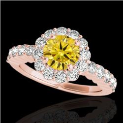 1.75 ctw Certified SI/I Fancy Intense Yellow Diamond Ring 10k Rose Gold
