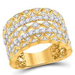 14kt Yellow Gold Round Diamond Modern Zigzag Band Ring 1-1/5 Cttw
