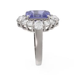 7.29 ctw Tanzanite & Diamond Ring 18K White Gold
