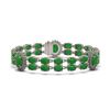 Image 1 : 33.27 ctw Jade & Diamond Bracelet 14K White Gold