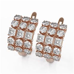 6.3 ctw Princess Cut Diamond Designer Earrings 18K Rose Gold