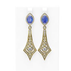 10.47 ctw Tanzanite & Diamond Earrings 18K Yellow Gold