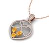 Image 1 : 3 ctw Citrine & Micro Pave Designer Heart Necklace 14k Rose Gold