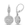 Image 1 : 14kt White Gold Round Diamond Circle Cluster Dangle Earrings 2-1/5 Cttw