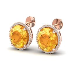 20 ctw Citrine & Micro Pave VS/SI Diamond Earrings 14k Rose Gold
