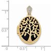 Image 2 : 14k Yellow Gold Diamond Black Fabric Oval Tree Locket - 21 mm