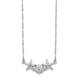 14K White Gold Sand Dollar Starfish Necklace - 17 in.