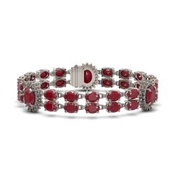 34.17 ctw Ruby & Diamond Bracelet 14K White Gold
