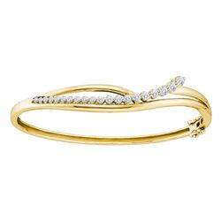 14kt Yellow Gold Round Diamond Graduated Journey Bangle Bracelet 1.00 Cttw