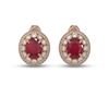 Image 1 : 8.84 ctw Certified Ruby & Diamond Victorian Earrings 14K Rose Gold