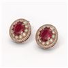 Image 2 : 8.84 ctw Certified Ruby & Diamond Victorian Earrings 14K Rose Gold