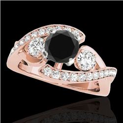 1.76 ctw Certified VS Black Diamond Bypass Solitaire Ring 10k Rose Gold