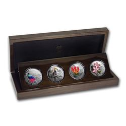 2019 South Africa 4-coin Silver Flowers and Birds Proof Set