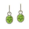 Image 1 : 6 ctw Peridot & Micro Pave Halo VS/SI Diamond Earrings 14k Yellow Gold
