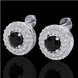 1.40 ctw Micro VS/SI Diamond Designer Earrings DOUBLE 18k White Gold