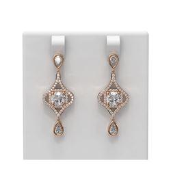 3.84 ctw Cushion Diamond Earrings 18K Rose Gold