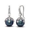 Image 2 : 1 ctw Diamond & Pearl Earrings 18K White Gold