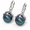Image 3 : 1 ctw Diamond & Pearl Earrings 18K White Gold