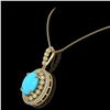 Image 3 : 8.97 ctw Turquoise & Diamond Victorian Necklace 14K Yellow Gold