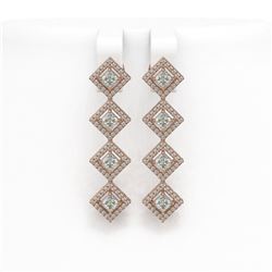 4.01 ctw Princess Cut Diamond Micro Pave Earrings 18K Rose Gold