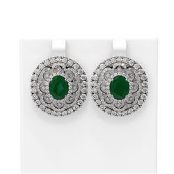 12.9 ctw Emerald & Diamond Earrings 18K White Gold