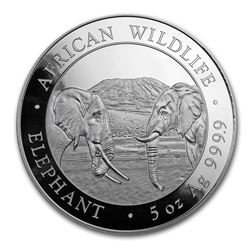 2020 Somalia 5 oz Silver Elephant BU