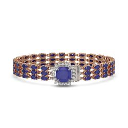 31.91 ctw Sapphire & Diamond Bracelet 14K Rose Gold