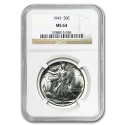 1943 Walking Liberty Half Dollar MS-64 NGC