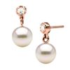 Image 1 : White Akoya Pearl and Dainty Diamond Dangle Earrings