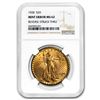 Image 1 : 1928 $20 St. Gaudens Gold Dbl Eagle MS-62 NGC (Rev Struck Thru)