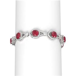 23.95 ctw Ruby & Diamond Bracelet 18K White Gold
