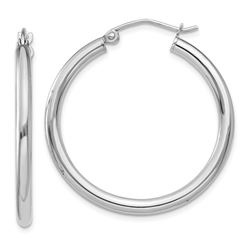 14k White Gold 30 mm Round Hoop Earrings