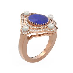 4.78 ctw Sapphire & Diamond Ring 18K Rose Gold