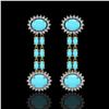 Image 1 : 7.39 ctw Turquoise & Diamond Earrings 14K Yellow Gold