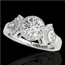 1.56 ctw Certified Diamond Solitaire Halo Ring 10k White Gold