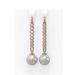 1.44 ctw Diamond & Pearl Earrings 18K Rose Gold