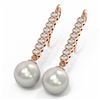 Image 3 : 1.44 ctw Diamond & Pearl Earrings 18K Rose Gold