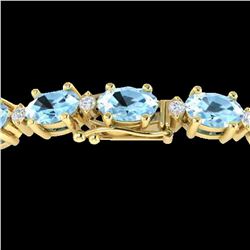 10 ctw Aquamarine & VS/SI Diamond Eternity Bracelet 10k Yellow Gold