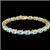 Image 2 : 10 ctw Aquamarine & VS/SI Diamond Eternity Bracelet 10k Yellow Gold