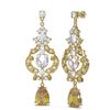 Image 2 : 11.04 ctw Canary Citrine & Diamond Earrings 18K Yellow Gold