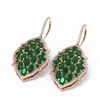 Image 3 : 14.86 ctw Emerald & Diamond Earrings 18K Rose Gold