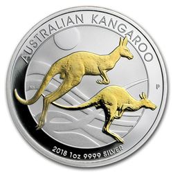 2018 Australia 1 oz Silver Kangaroo Proof (Gilded)