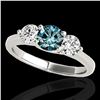 Image 1 : 3 ctw SI Certified Fancy Blue Diamond 3 Stone Ring 10k White Gold