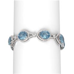 45.15 ctw Blue Topaz & Diamond Bracelet 18K White Gold