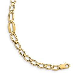 14k Yellow Gold Brushed & Polished Link Bracelet - 7 in.
